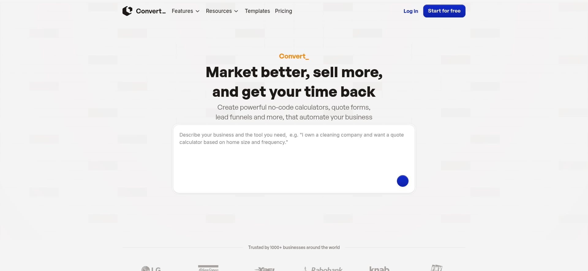 ConvertCalculator homepage showing embeddable calculator workflows