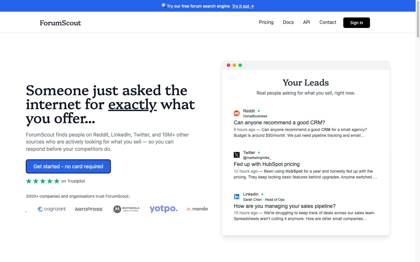 ForumScout homepage screenshot