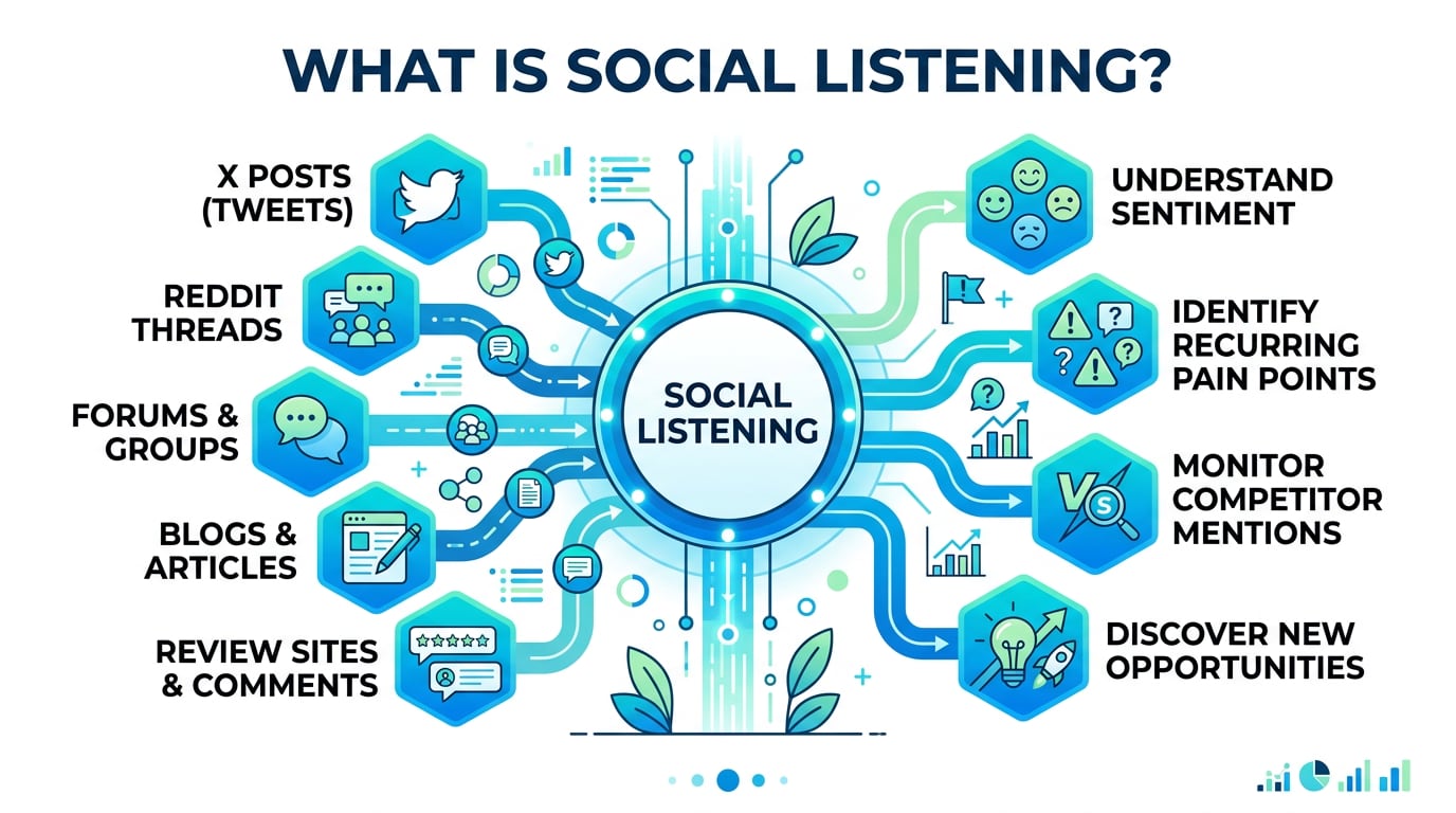 Concept diagram: what social listening captures