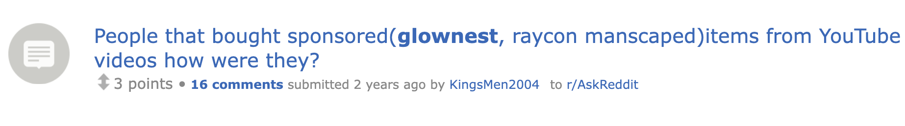 Reddit post mentioning Glownest