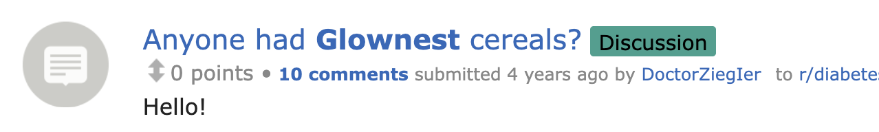 Reddit post asking about Glownest